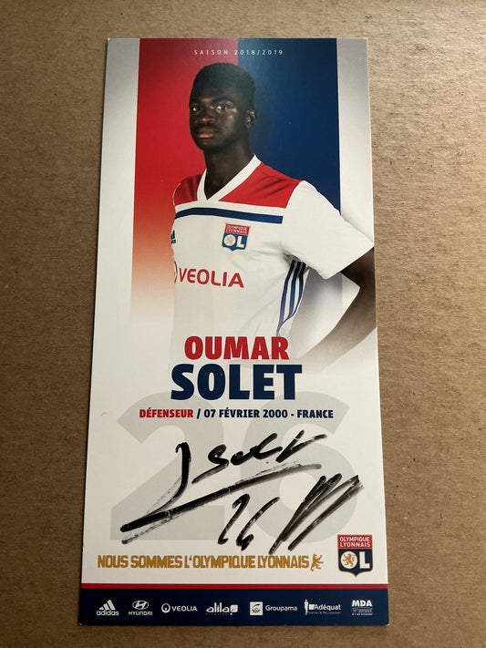 Oumar Solet, France 🇫🇷 Olympique Lyon 2018/19 hand signed