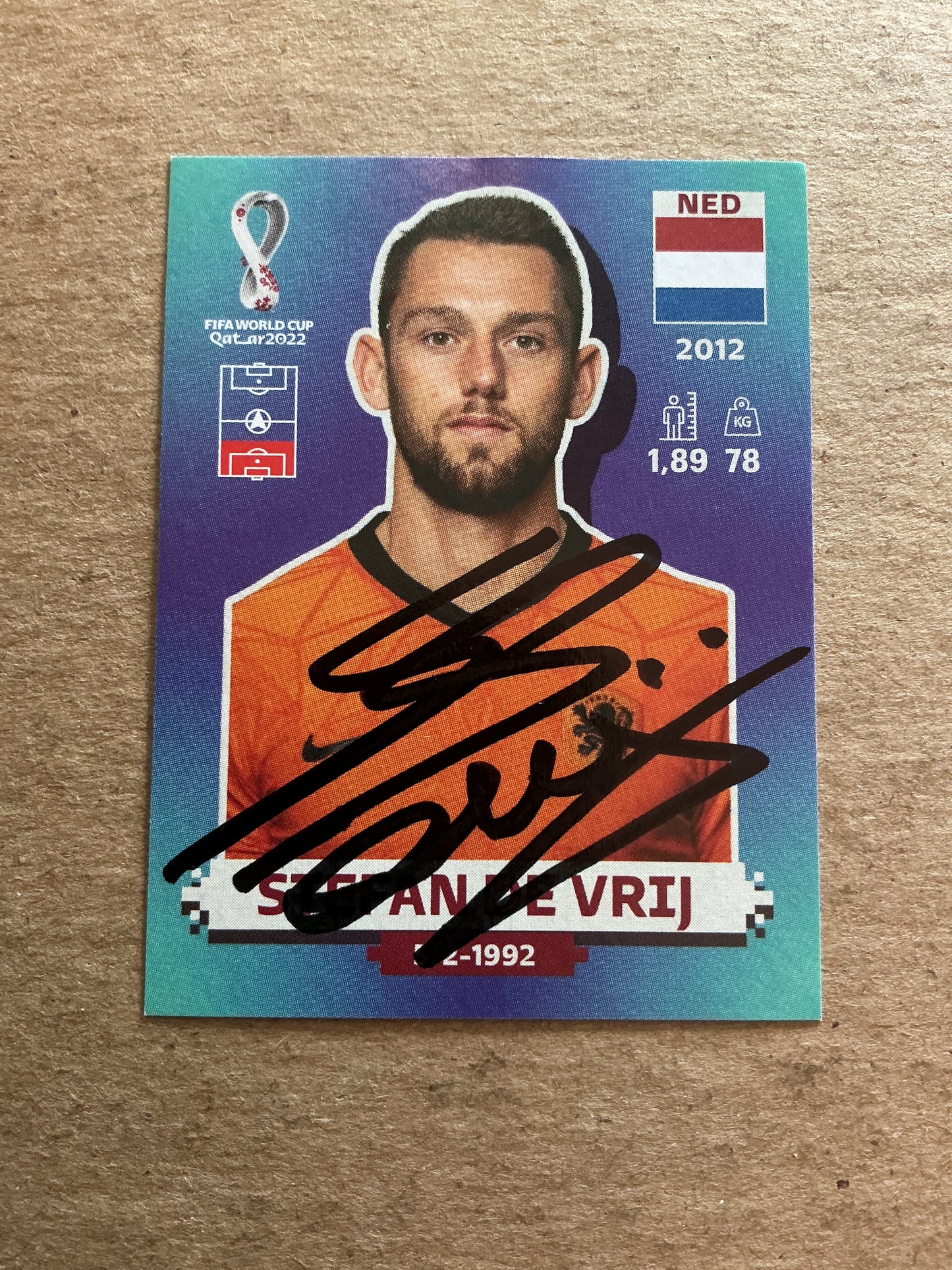 Stefan de Vrij, Netherlands 🇳🇱 FIFA World Cup 2022 Panini hand signed