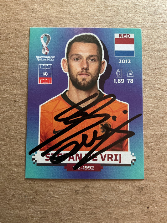 Stefan de Vrij, Netherlands 🇳🇱 FIFA World Cup 2022 Panini hand signed