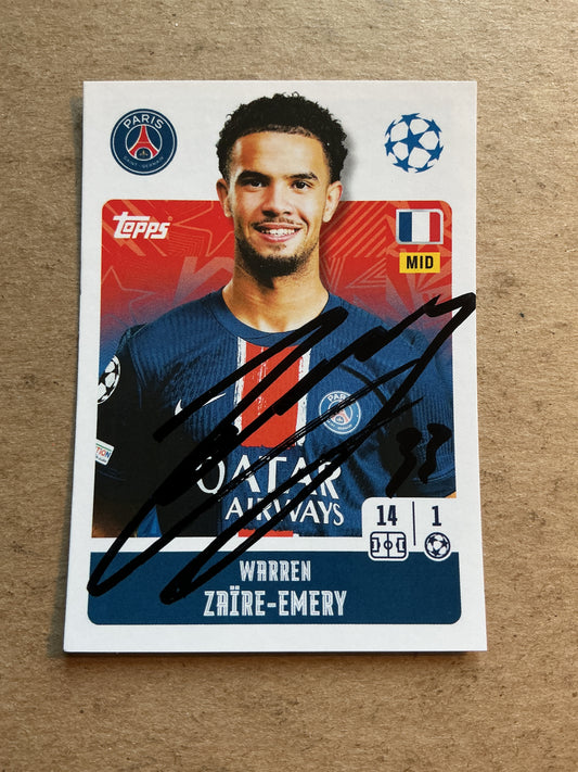 Warren Zaïre-Emery, France 🇫🇷 Paris Saint-Germain 2024/25 Topps hand signed
