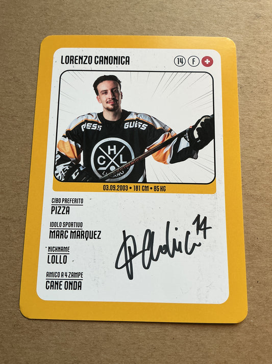 Lorenzo Canonica, Switzerland 🇨🇭 HC Lugano 2025/26 hand signed