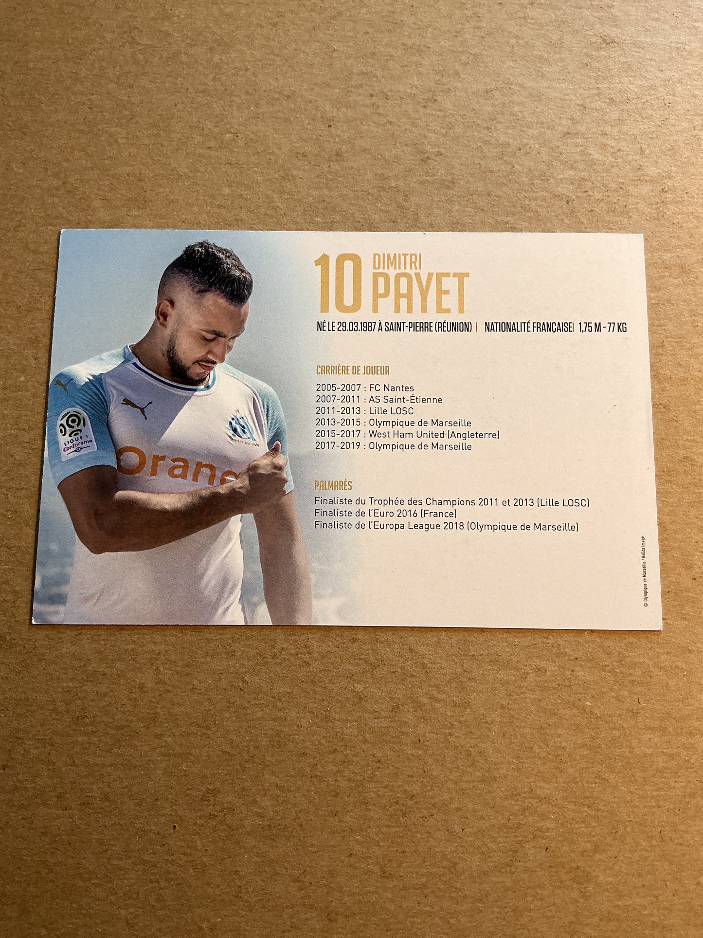 Dimitri Payet, France 🇫🇷 Olympique Marseille 2018/19 hand signed