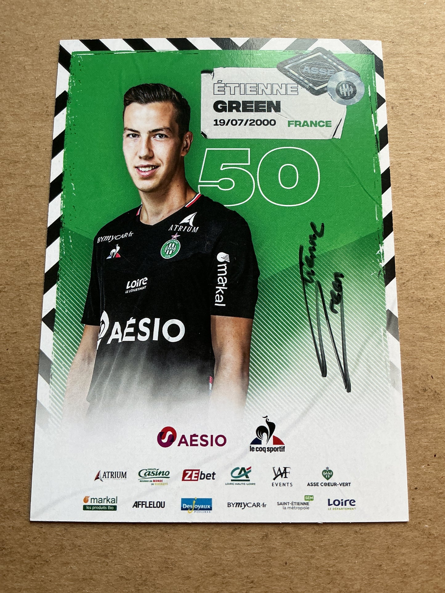 Étienne Green, France 🇫🇷 AS Saint-Étienne 2020/21 hand signed