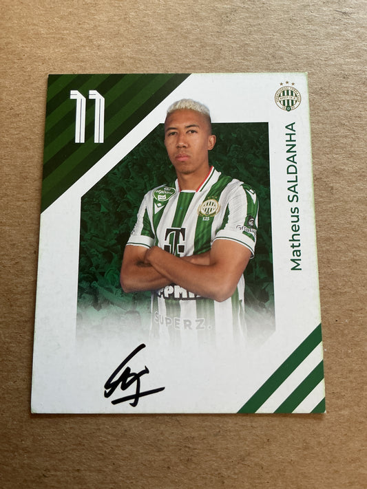 Matheus Saldanha , Brazil 🇧🇷 Ferencvaros TC 2024/25 hand signed