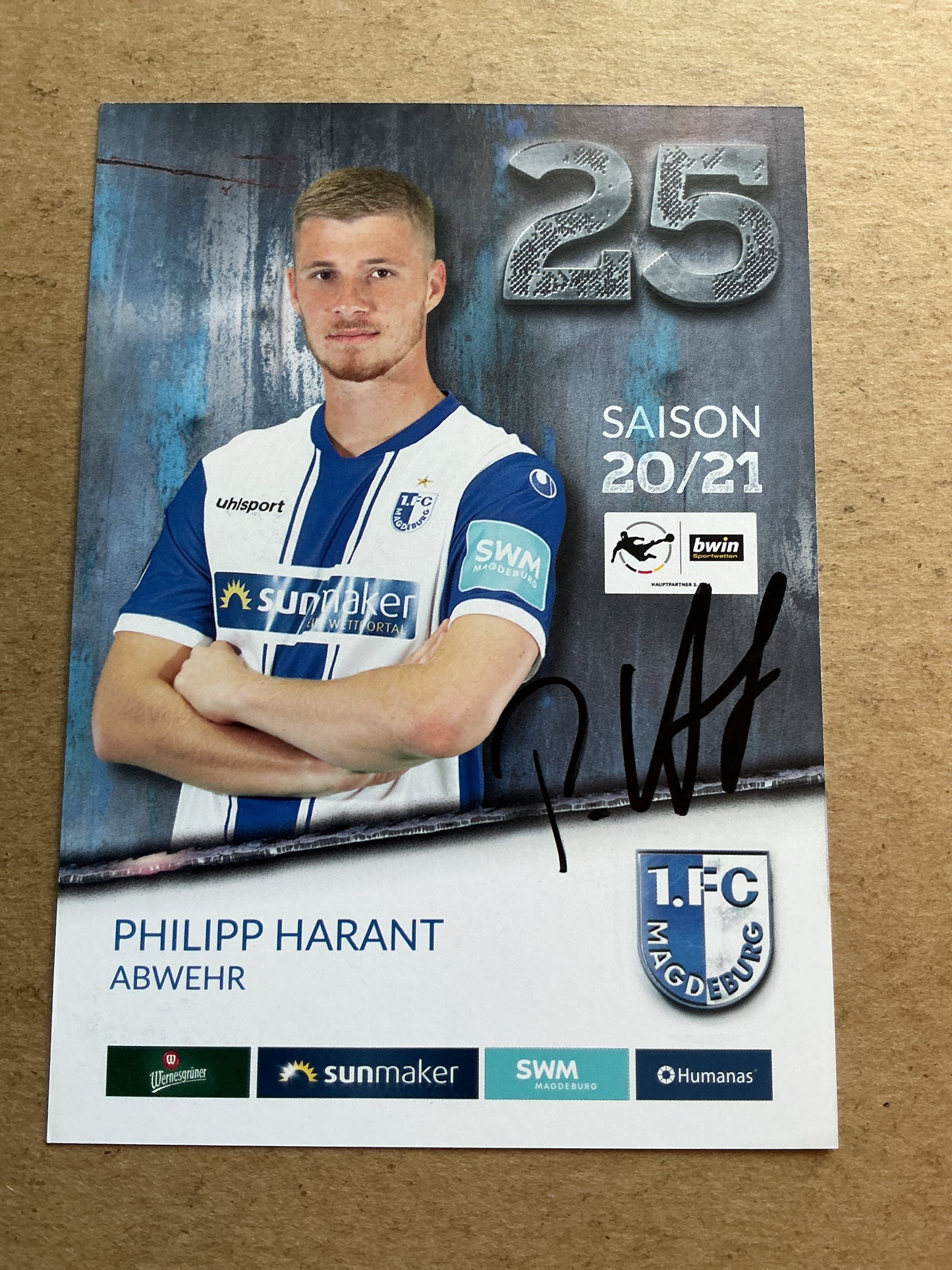 Philipp Harant, Germany 🇩🇪 1.FC Magdeburg 2020/21 hand signed