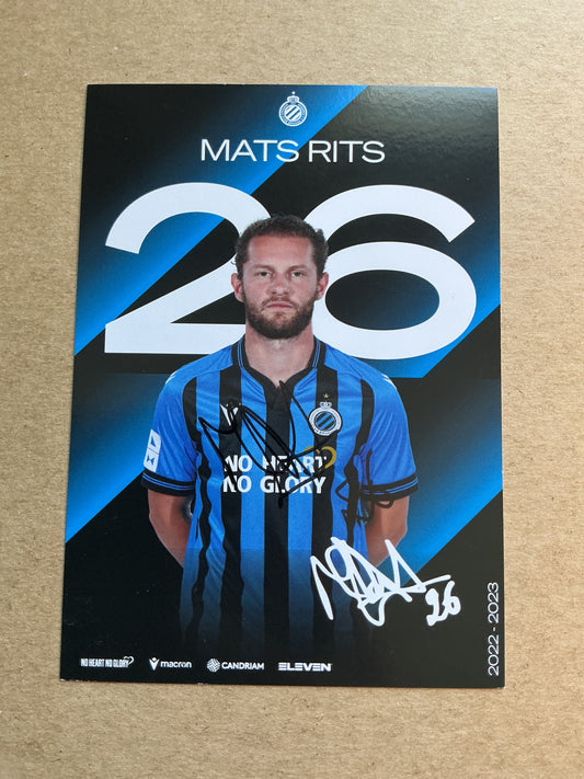 Mats Rits, Belgium 🇧🇪 Club Brugge 2022/23 hand signed