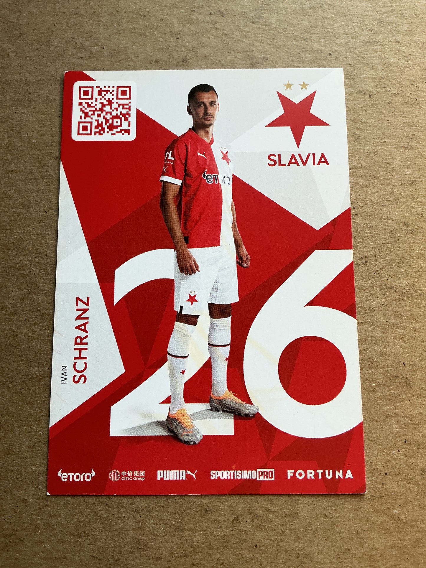Ivan Schranz, Slovakia 🇸🇰 SK Slavia Prague 2022/23 hand signed