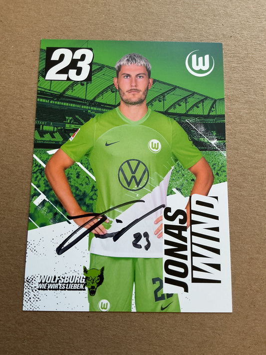 Jonas Wind, Denmark 🇩🇰 VfL Wolfsburg 2023/24 hand signed