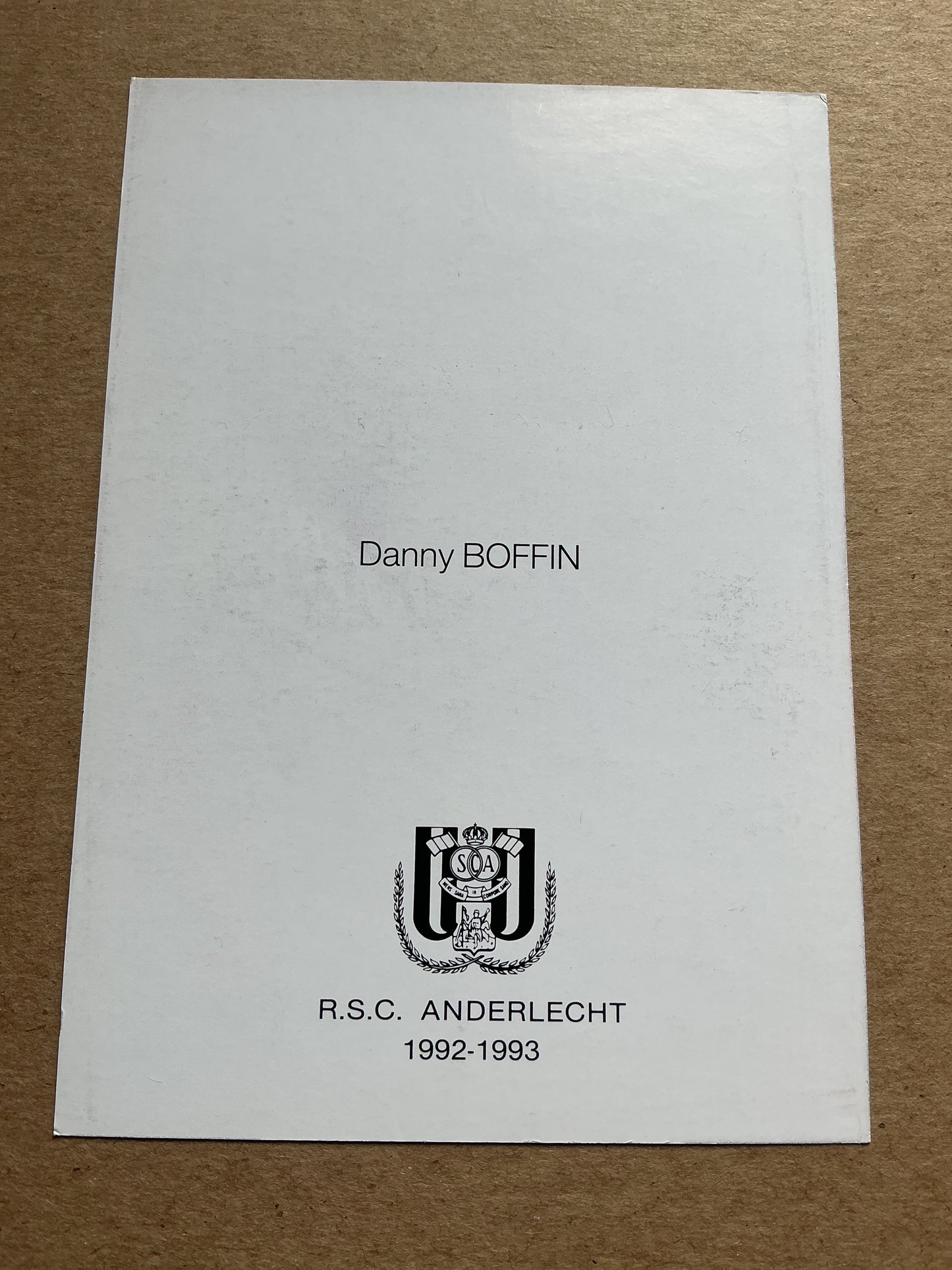 Danny Boffin, Belgium 🇧🇪 RSC Anderlecht 1992/93 hand signed