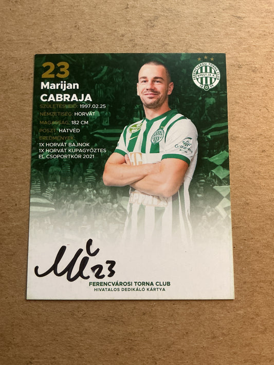 Marijan Čabraja, Croatia 🇭🇷 Ferencvaros TC 2021/22 hand signed