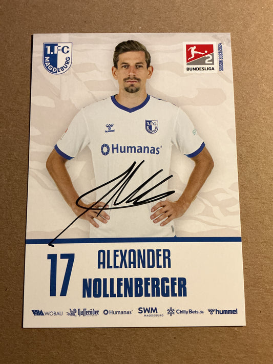 Alexander Nollenberger, Germany 🇩🇪 1.FC Magdeburg 2023/24 hand signed