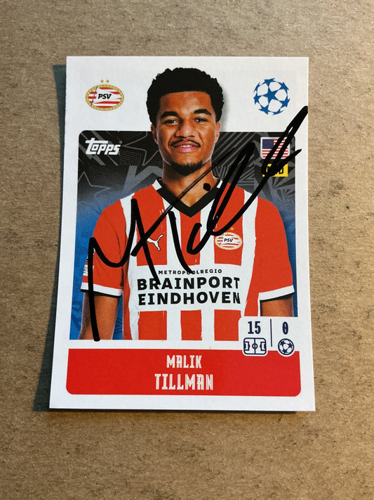 Malik Tillman, USA 🇺🇸 PSV Eindhoven 2024/25 Topps hand signed