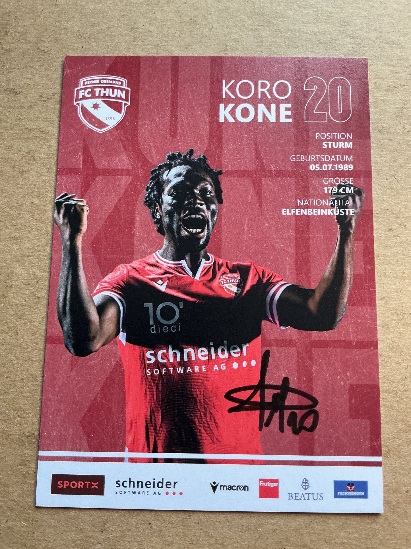 Koro Kone, Ivory Coast 🇨🇮 FC Thun 2023/24 hand signed