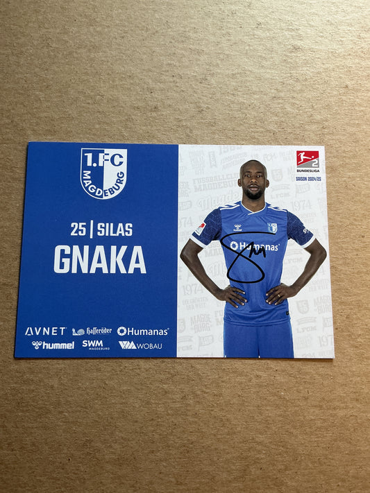 Silas Gnaka, Ivory Coast 🇨🇮 1.FC Magdeburg 2024/25 hand signed