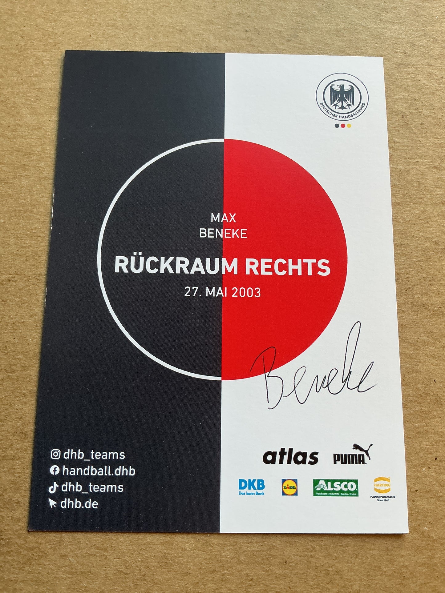 Max Beneke, Germany 🇩🇪 Handball Sports 2024 hand signed