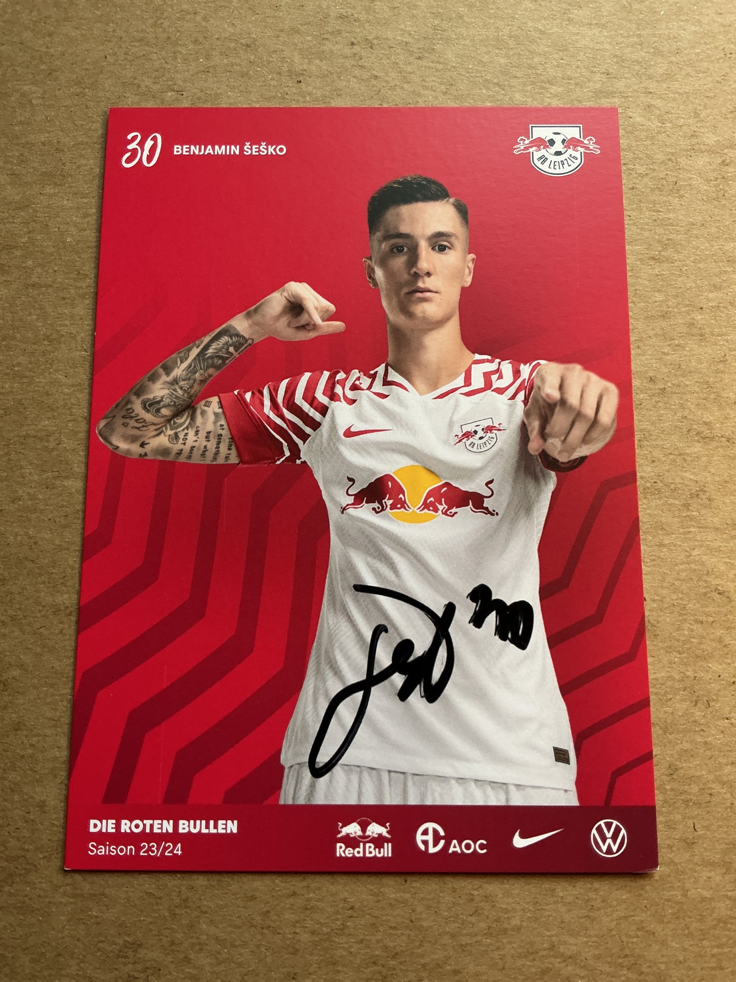 Benjamin Sesko, Slovenia 🇸🇮 RB Leipzig 2023/24 hand signed