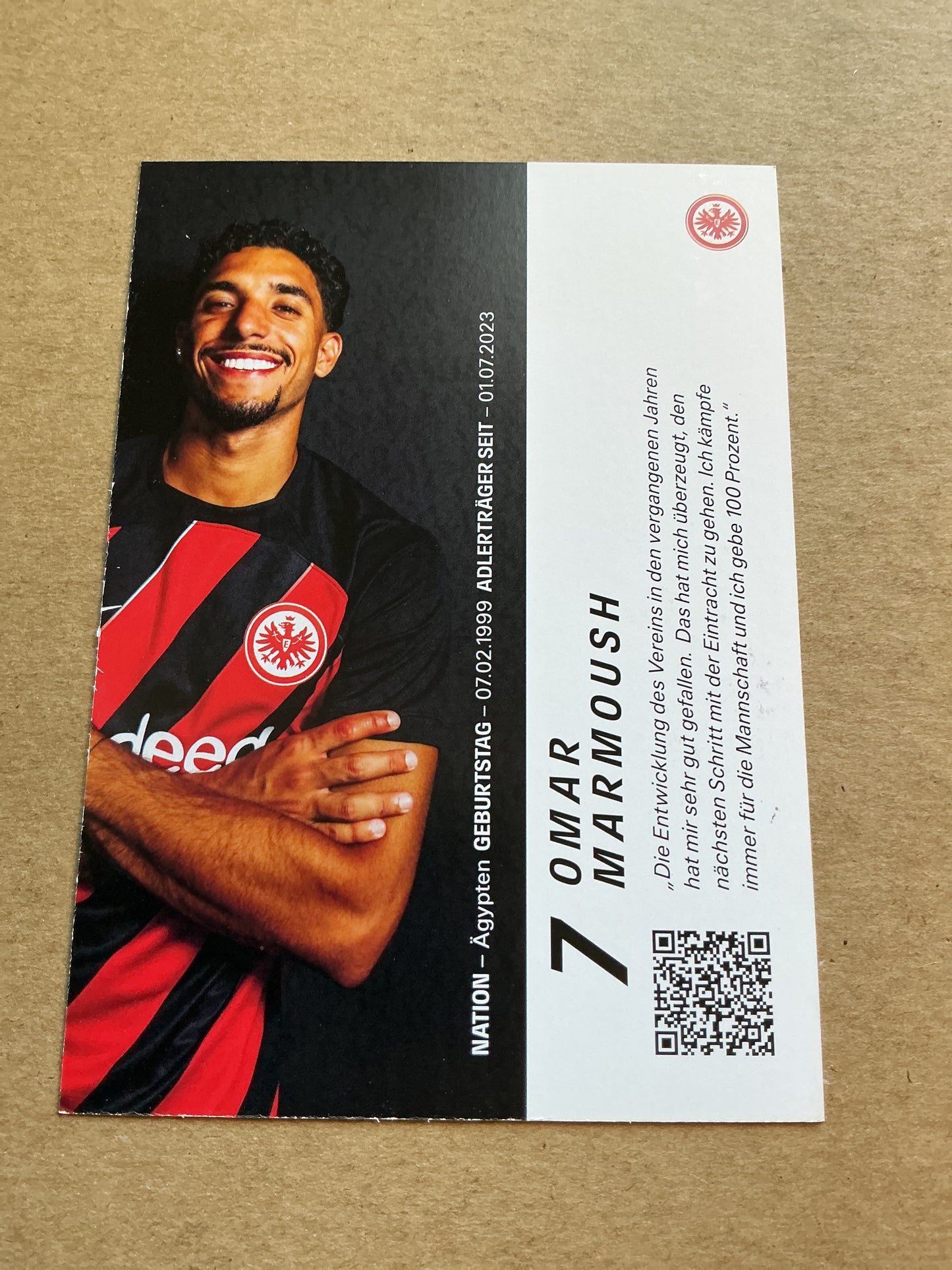 Omar Marmoush, Egypt 🇪🇬 Eintracht Frankfurt 2023/24 hand signed