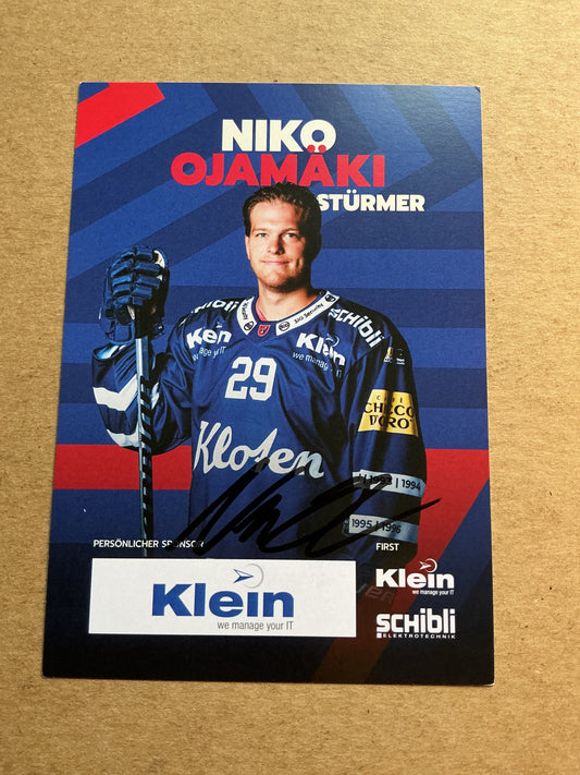 Niko Ojamäki, Finland 🇫🇮 EHC Kloten 2024/25 hand signed