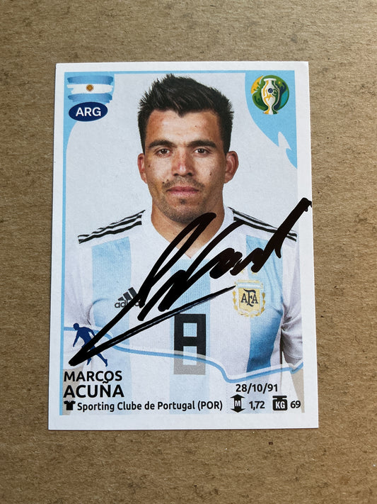 Marcos Acuña, Argentina 🇦🇷 Copa America 2019 Panini hand signed