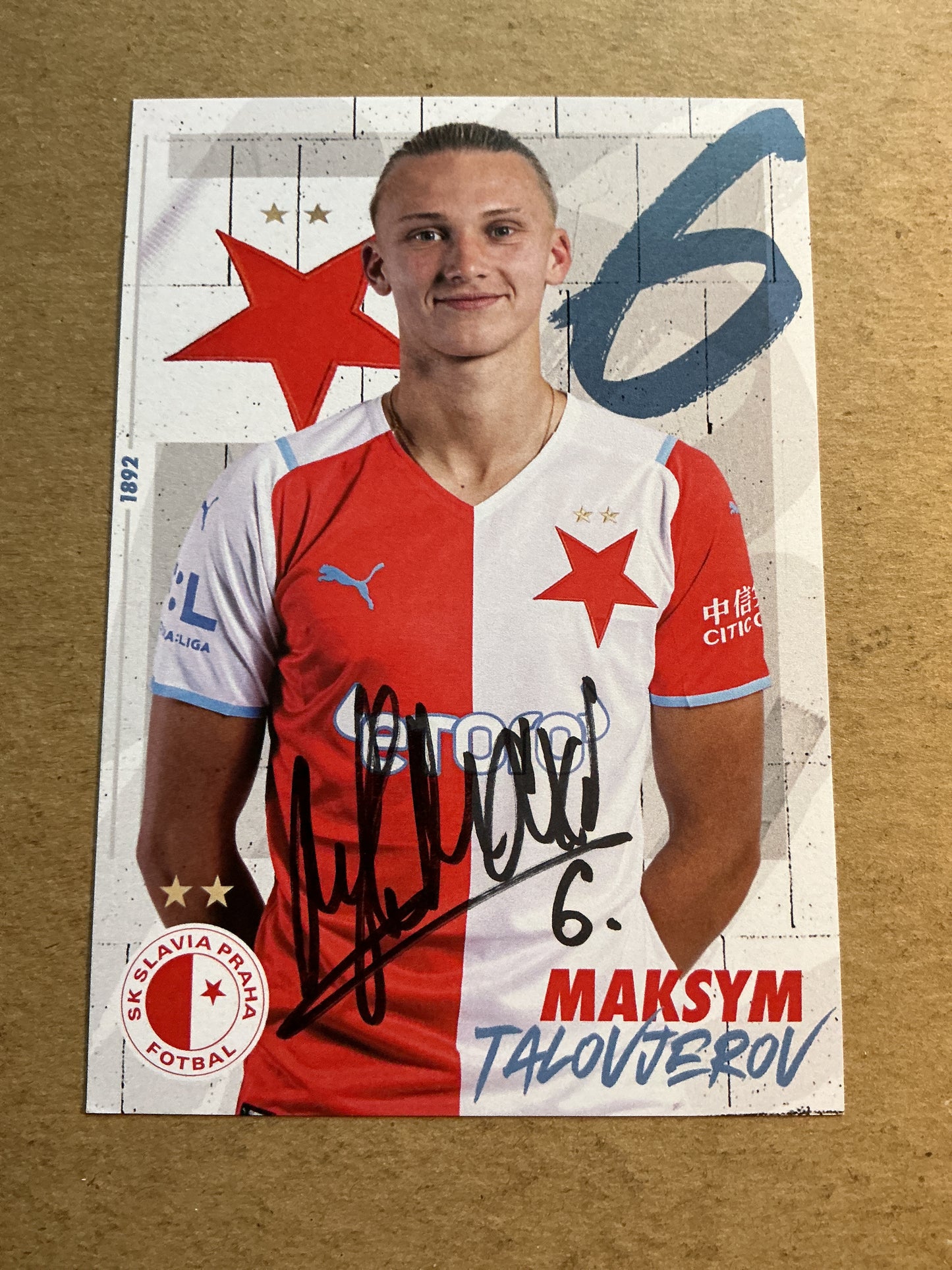 Maksym Talovjerov, Ukraine 🇺🇦 SK Slavia Prague 2021/22 hand signed