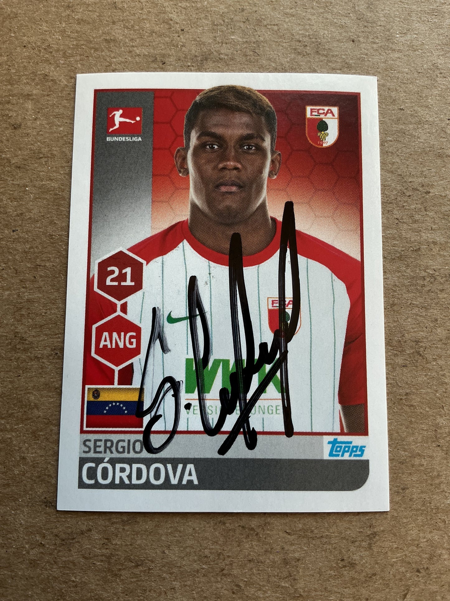 Sergio Córdova, Venezuela 🇻🇪 FC Augsburg 2017/18 Topps hand signed