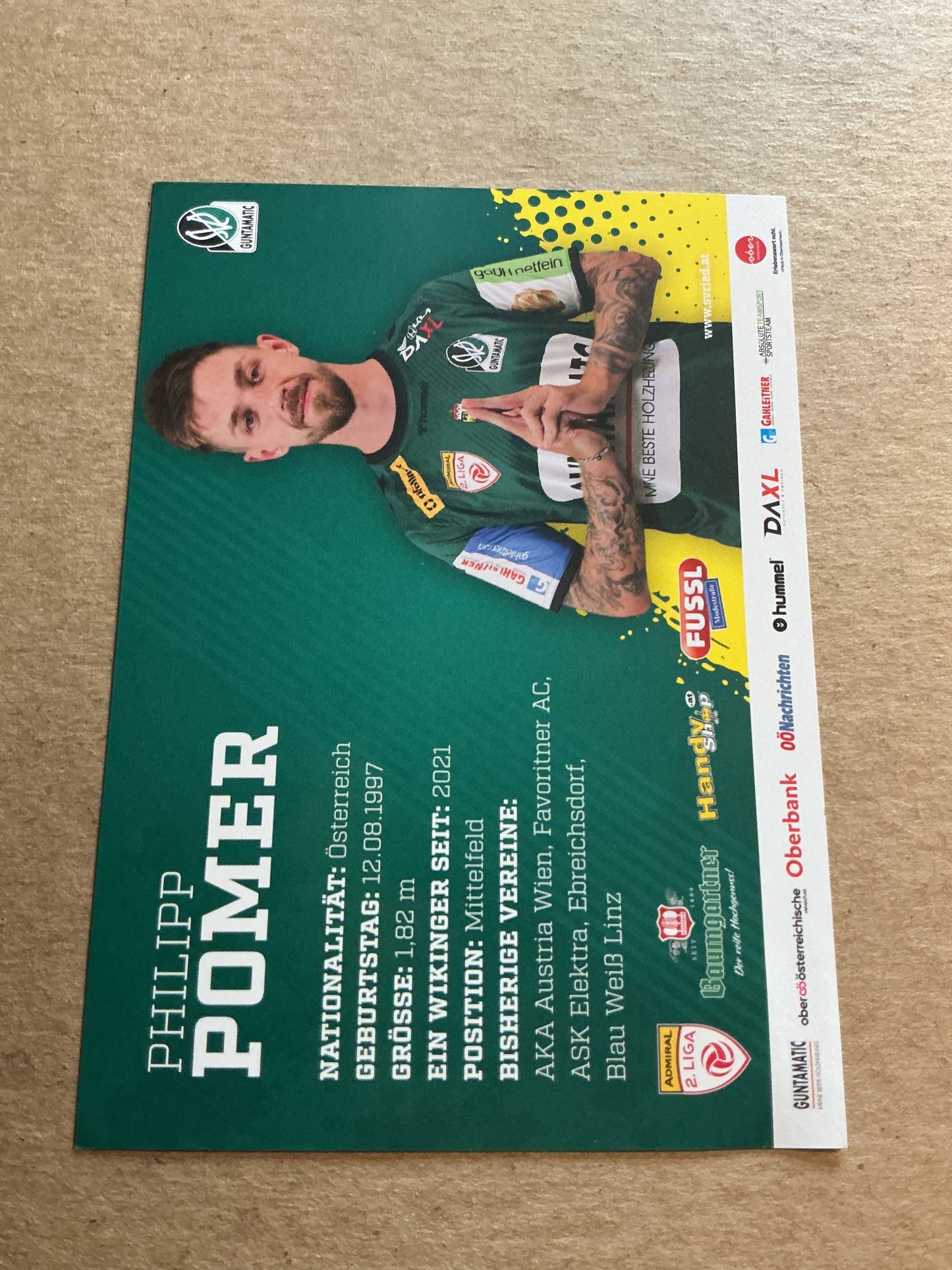 Philipp Pomer, Austria 🇦🇹 SV Ried 2024/25 hand signed