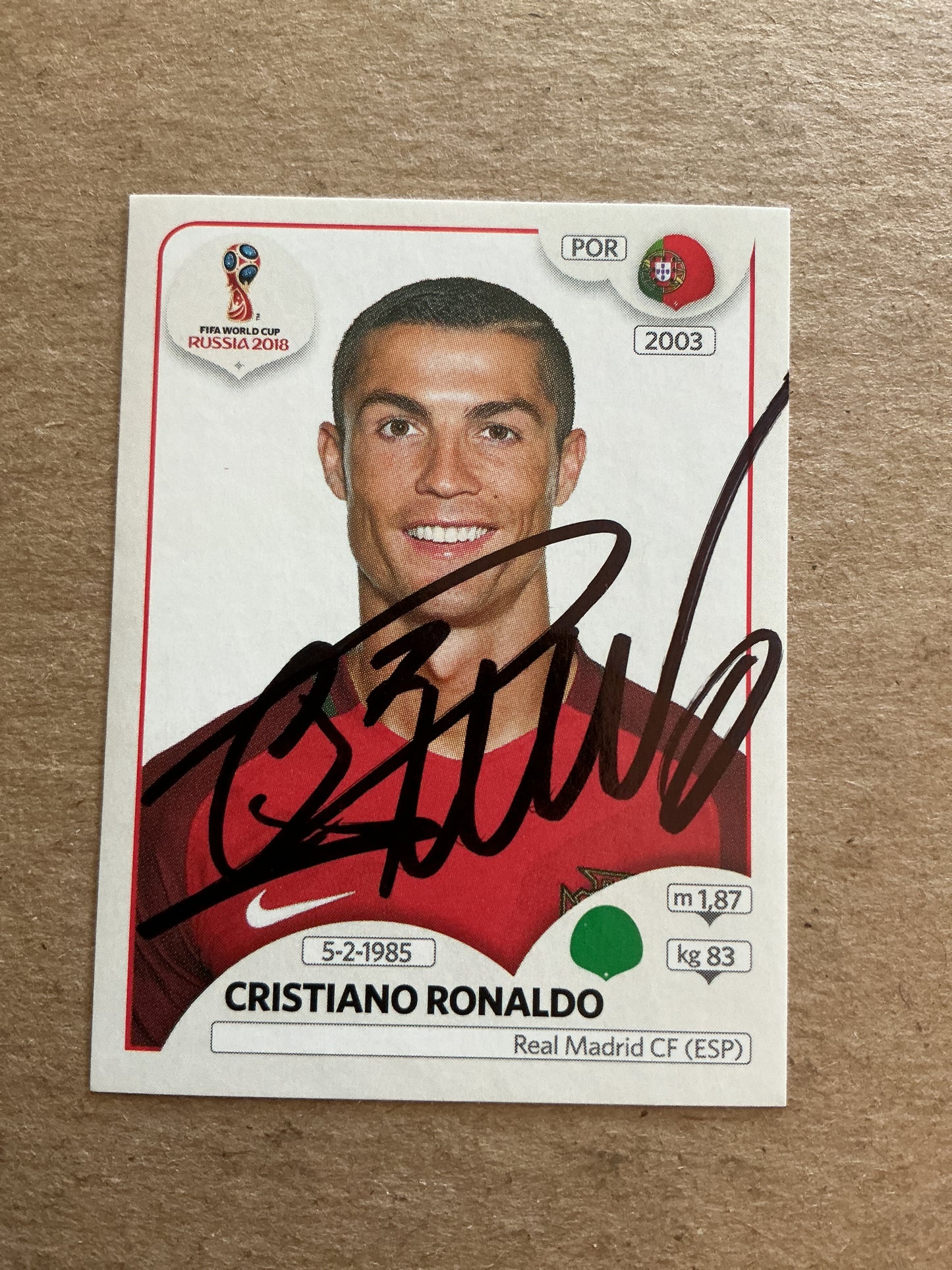 Cristiano Ronaldo, Portugal 🇵🇹 FIFA World Cup 2018 Panini hand signed