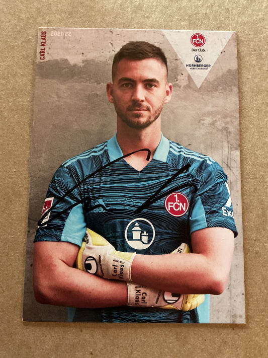 Carl Klaus, Germany 🇩🇪 1.FC Nürnberg 2021/22 hand signed