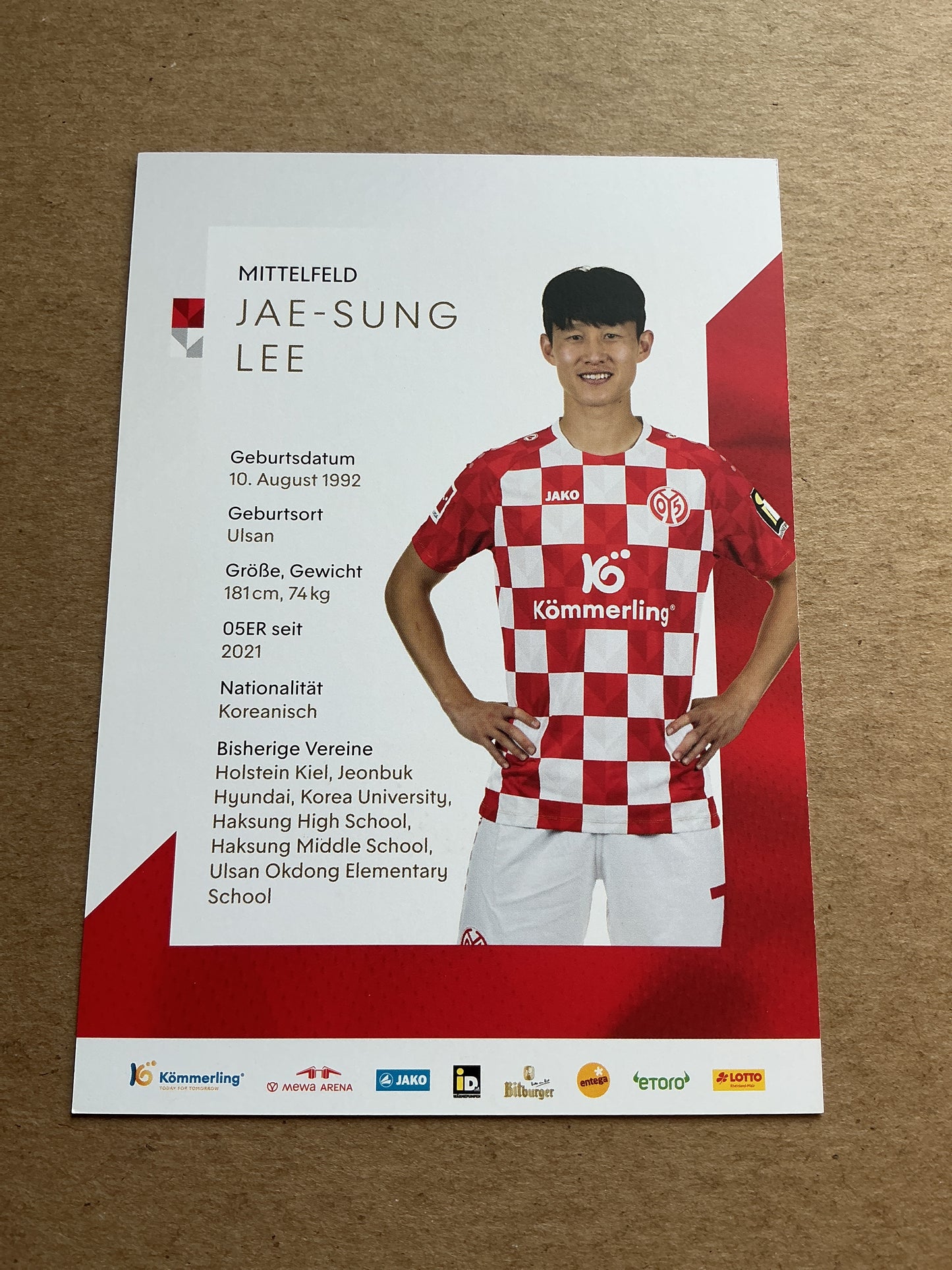 Jae-Sung Lee, South Korea 🇰🇷 FSV Mainz 05 2023/24 hand signed