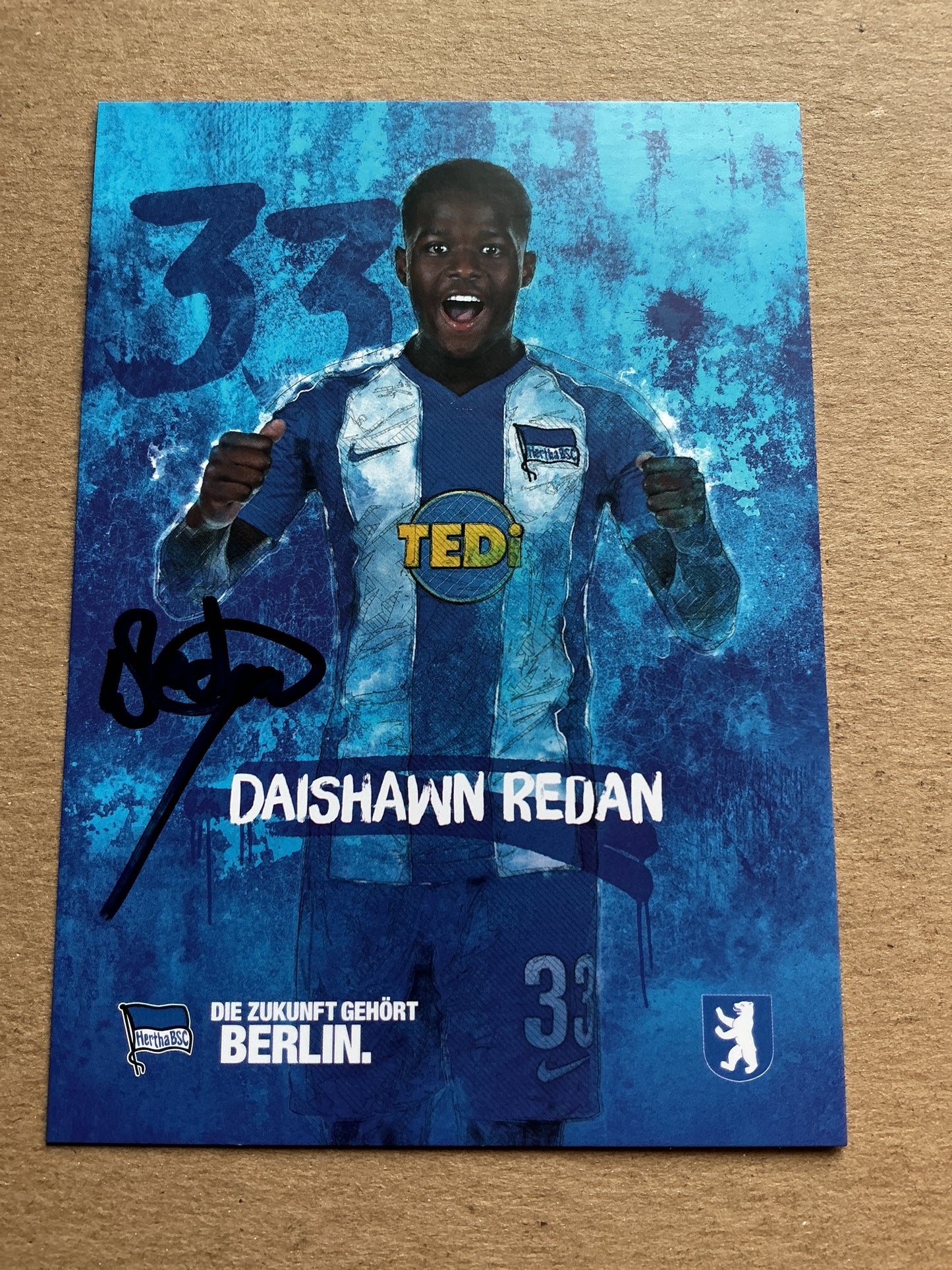 Daishawn Redan, Netherlands 🇳🇱 Hertha BSC Berlin 2019/20 hand signed