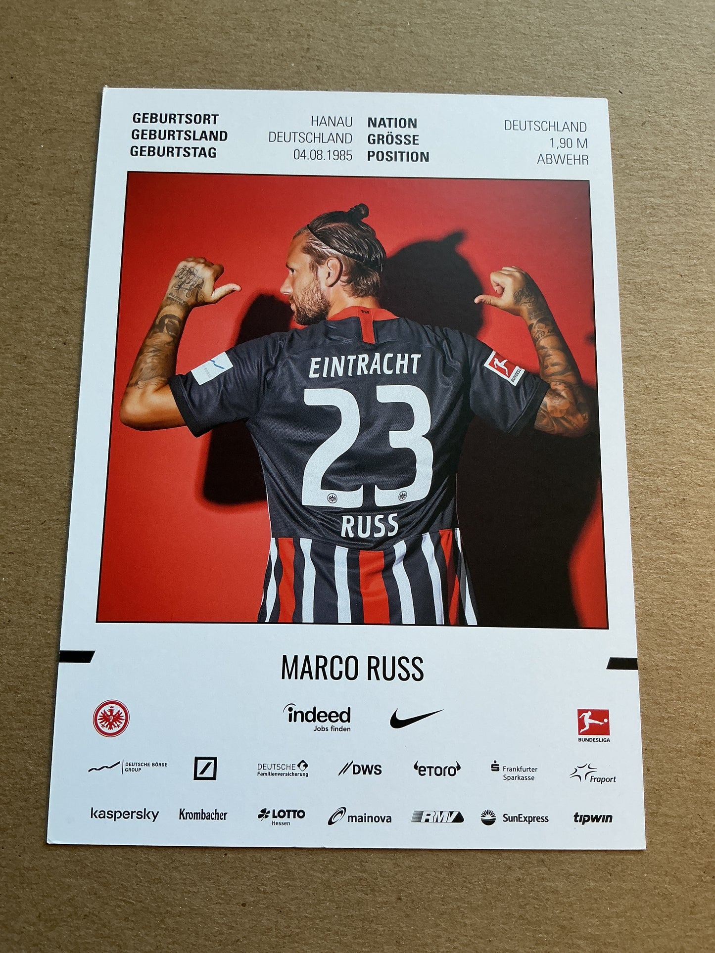 Marco Russ, Germany 🇩🇪 Eintracht Frankfurt 2019/20 hand signed