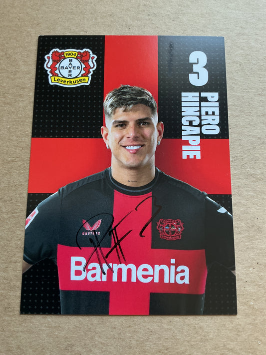 Piero Hincapie, Ecuador 🇪🇨 Bayer 04 Leverkusen 2023/24 hand signed