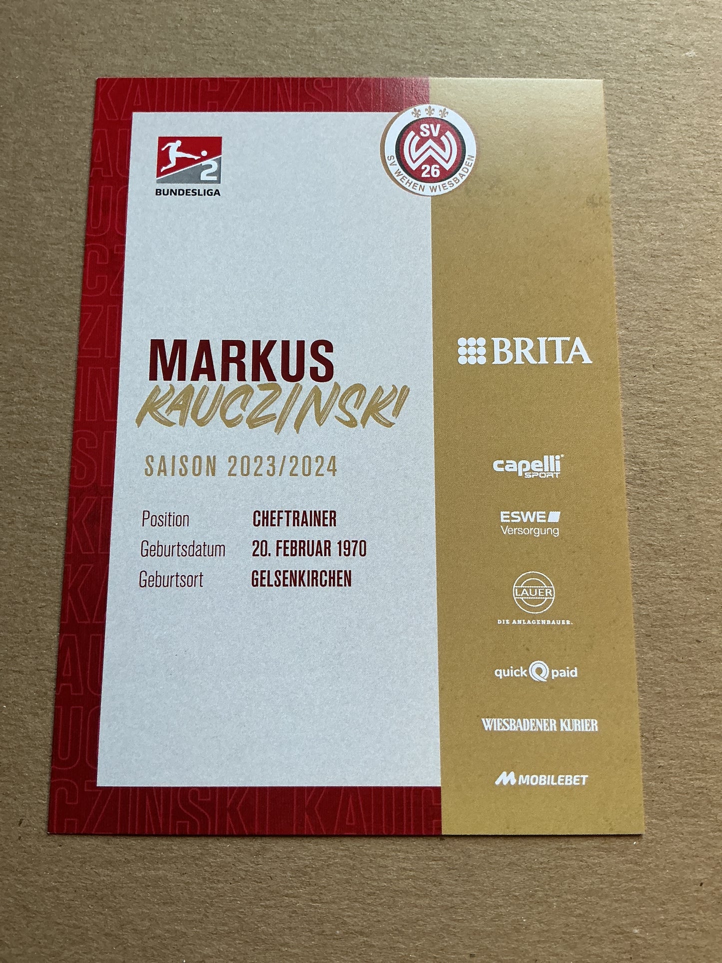 Markus Kauczinski, Germany 🇩🇪 SV Wehen Wiesbaden 2023/24 hand signed
