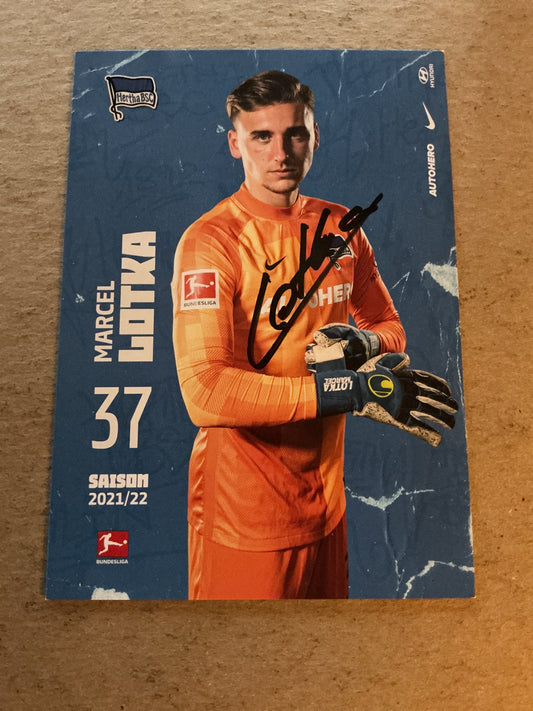 Marcel Lotka, Germany 🇩🇪 Hertha BSC Berlin 2021/22 hand signed