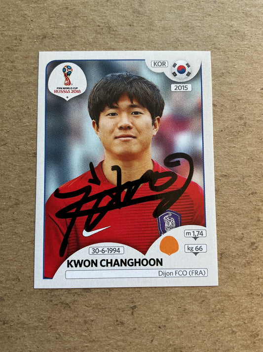 Kwon Changhoon, South Korea 🇰🇷 FIFA World Cup 2018 Panini hand signed