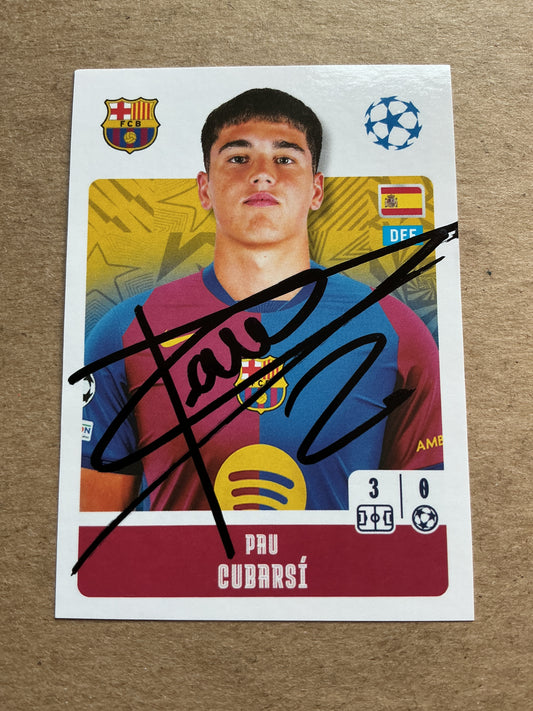 Pau Cubarsi, Spain 🇪🇸 FC Barcelona 2024/25 Topps hand signed