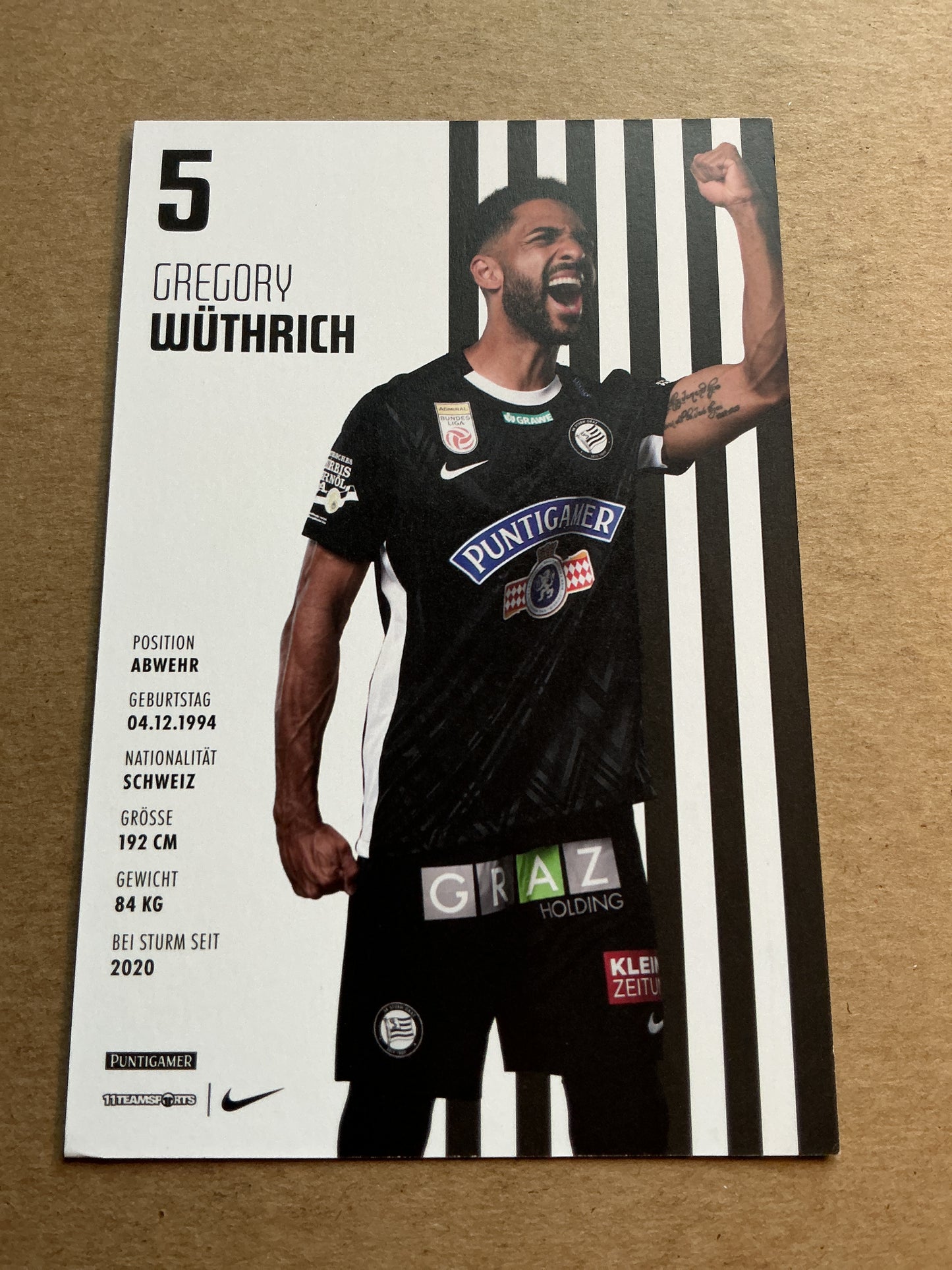 Gregory Wüthrich, Switzerland 🇨🇭 SK Sturm Graz 2024/25 hand signed