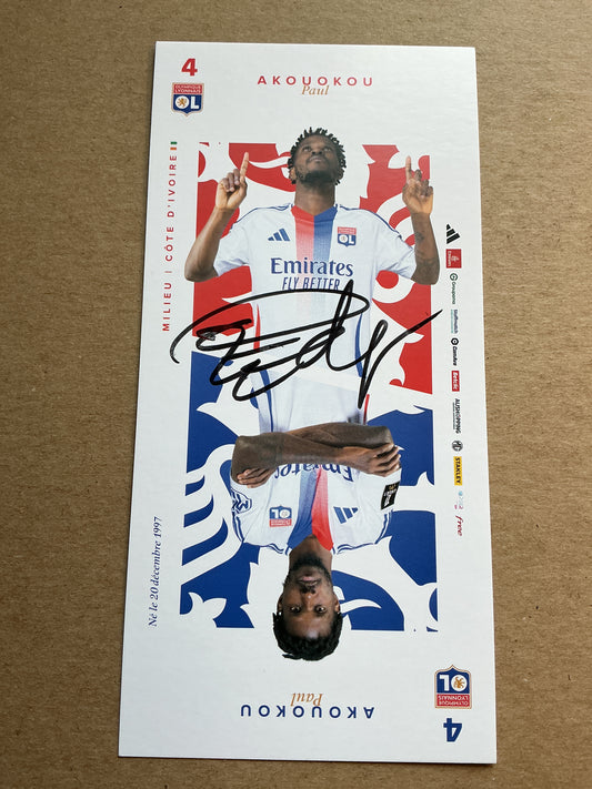Paul Akouokou, Ivory Coast 🇨🇮 Olympique Lyon 2024/25 hand signed