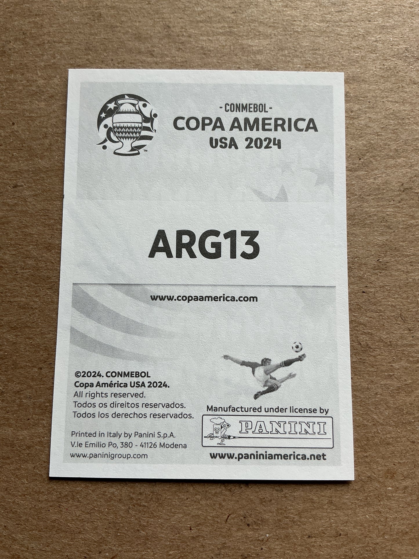 Leandro Paredes, Argentina 🇦🇷 Copa America 2024 Panini hand signed