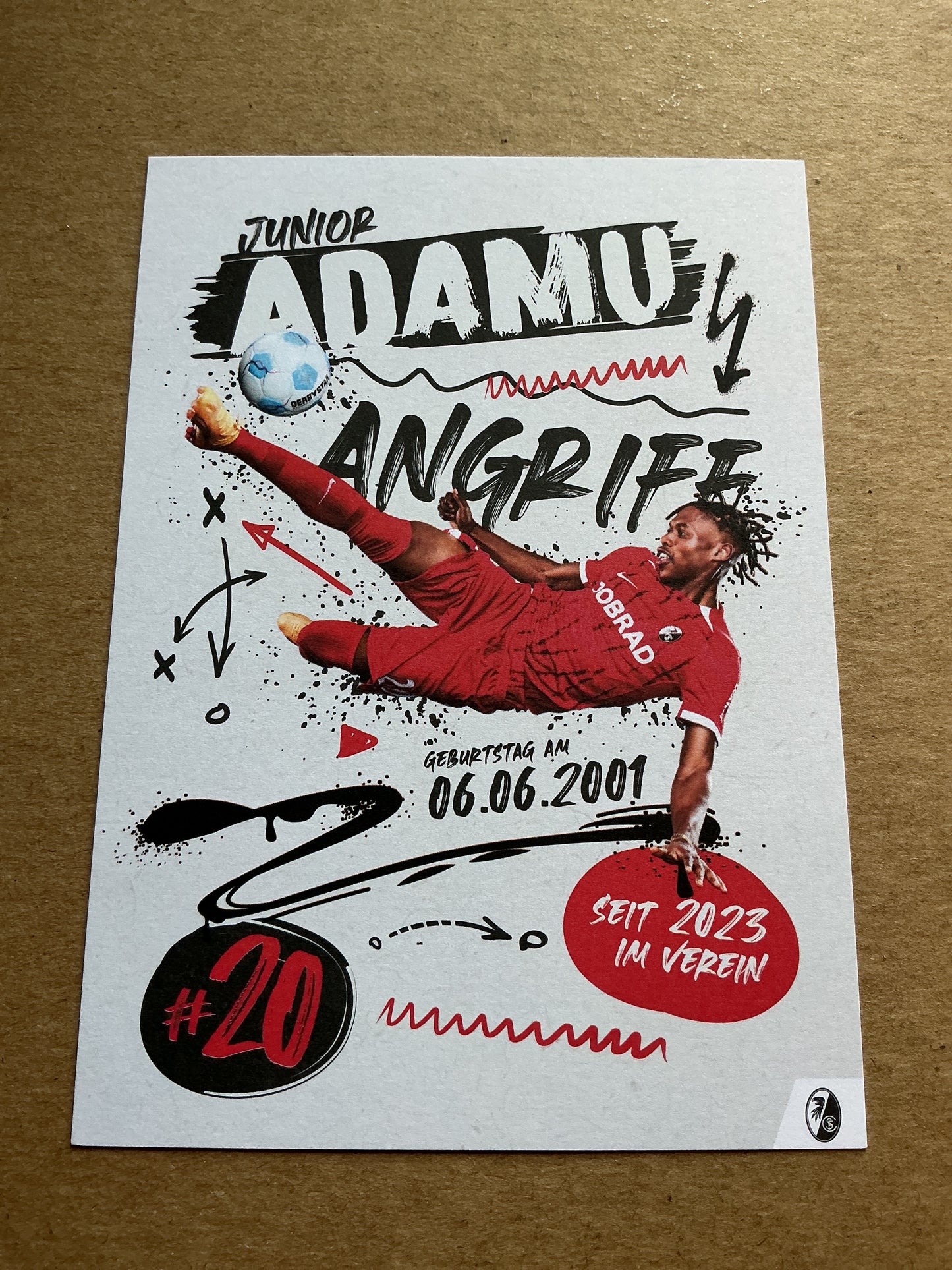 Junior Adamu, Austria 🇦🇹 SC Freiburg 2024/25 hand signed