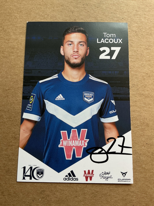 Tom Lacoux, France 🇫🇷 Girondins Bordeaux 2021/22 hand signed