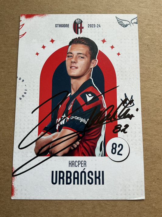 Kacper Urbanski, Poland 🇵🇱 Bologna FC 1909 2023/24 hand signed