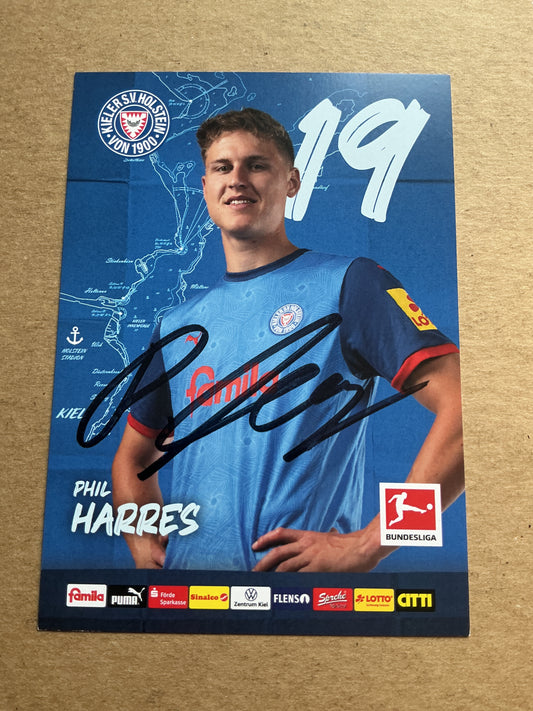 Phil Harres, Germany 🇩🇪 Holstein Kiel 2024/25 hand signed