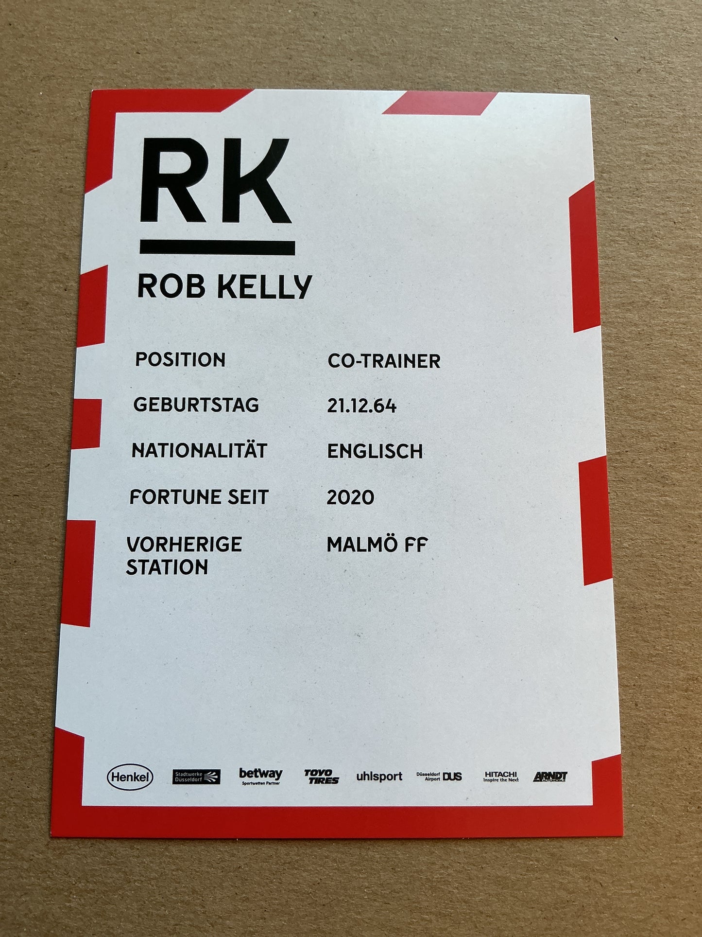 Rob Kelly, England 🏴󠁧󠁢󠁥󠁮󠁧󠁿 Fortuna Düsseldorf 2019/20 hand signed