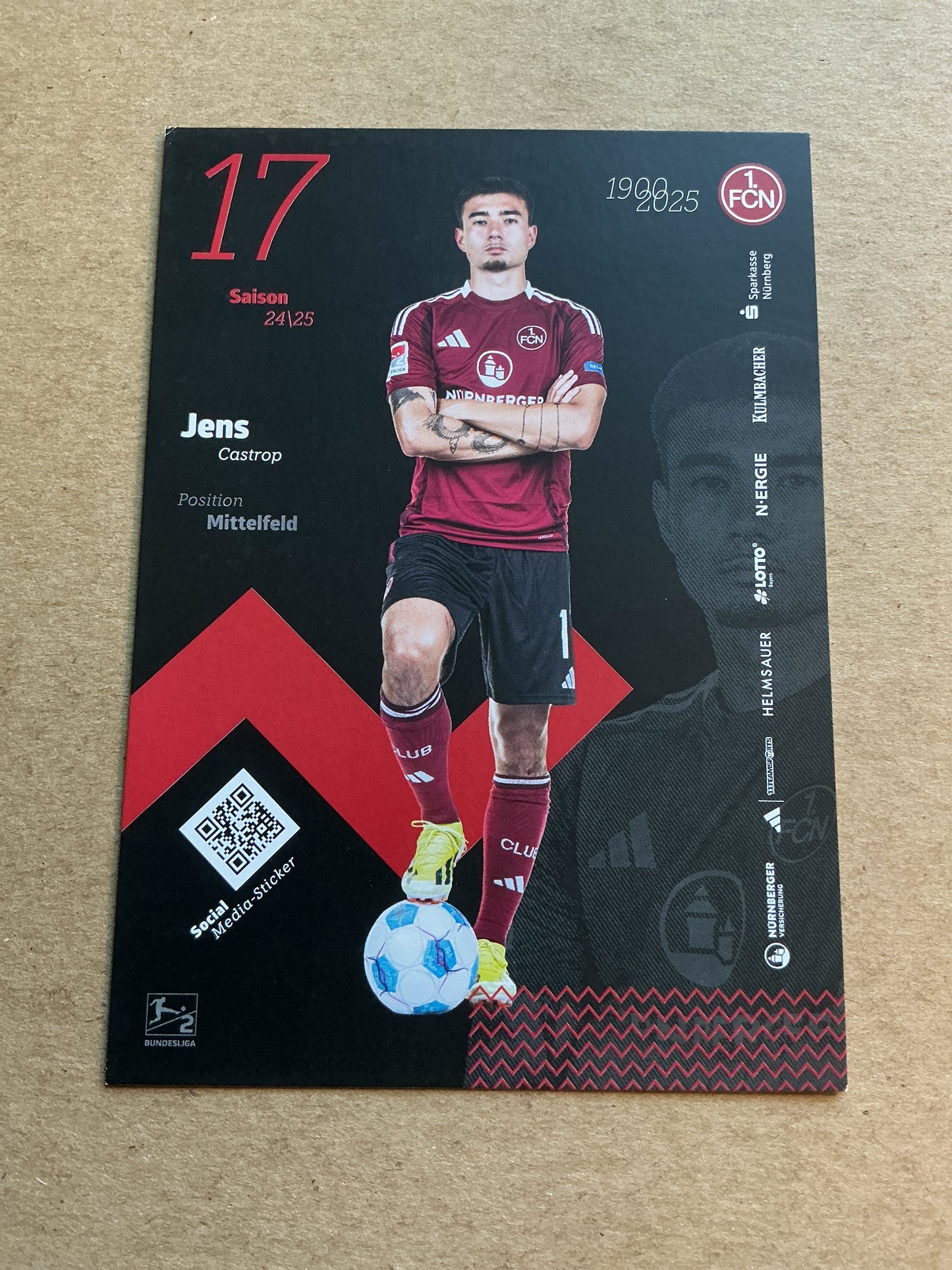 Jens Castrop, Germany 🇩🇪 1.FC Nürnberg 2024/25 hand signed