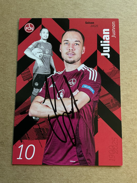 Julian Justvan, Germany 🇩🇪 1.FC Nürnberg 2024/25 hand signed