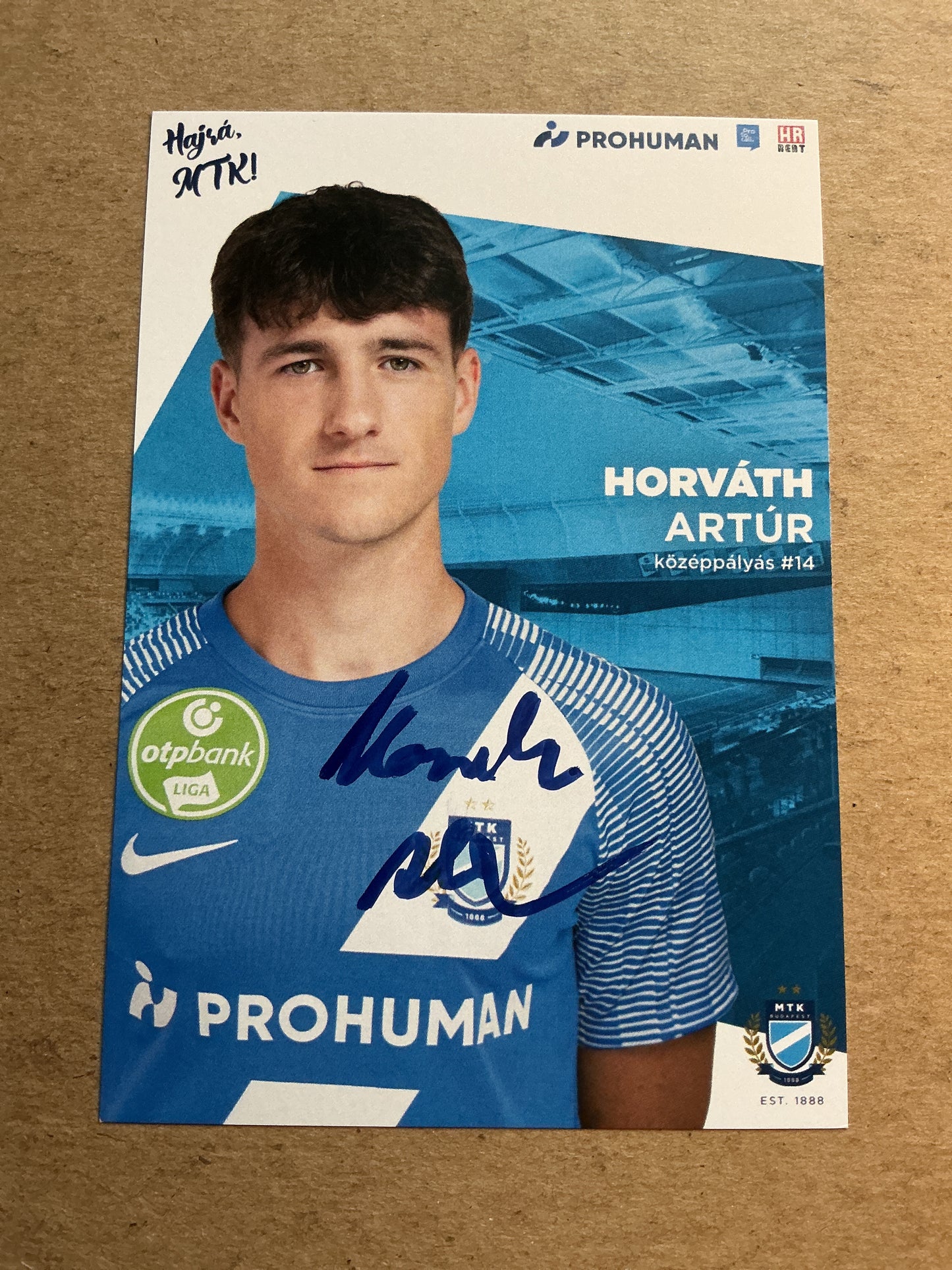 Artúr Horváth, Hungary 🇭🇺 MTK Budapest FC 2023/24 hand signed