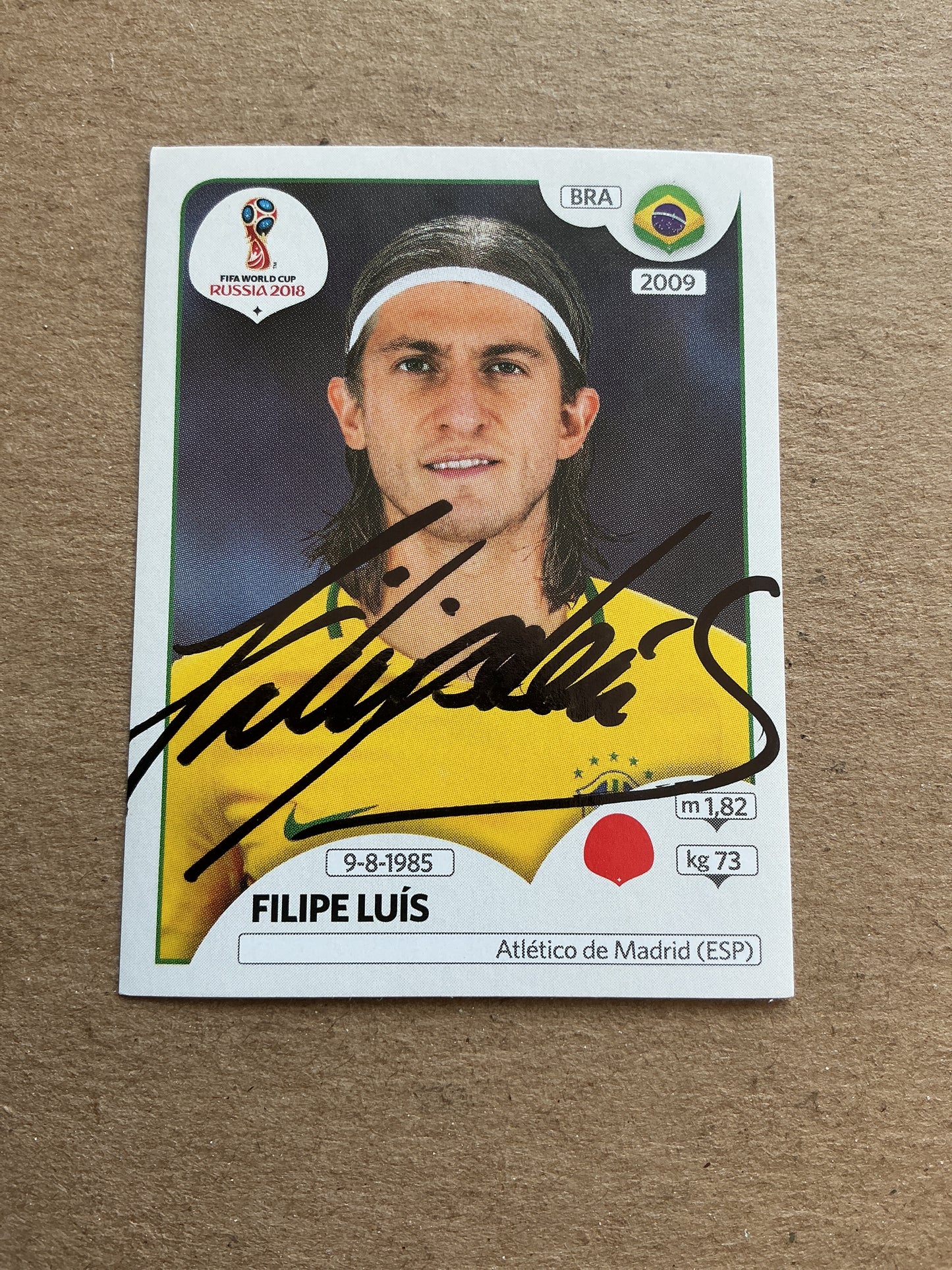 Filipe Luís, Brazil 🇧🇷 FIFA World Cup 2018 Panini hand signed
