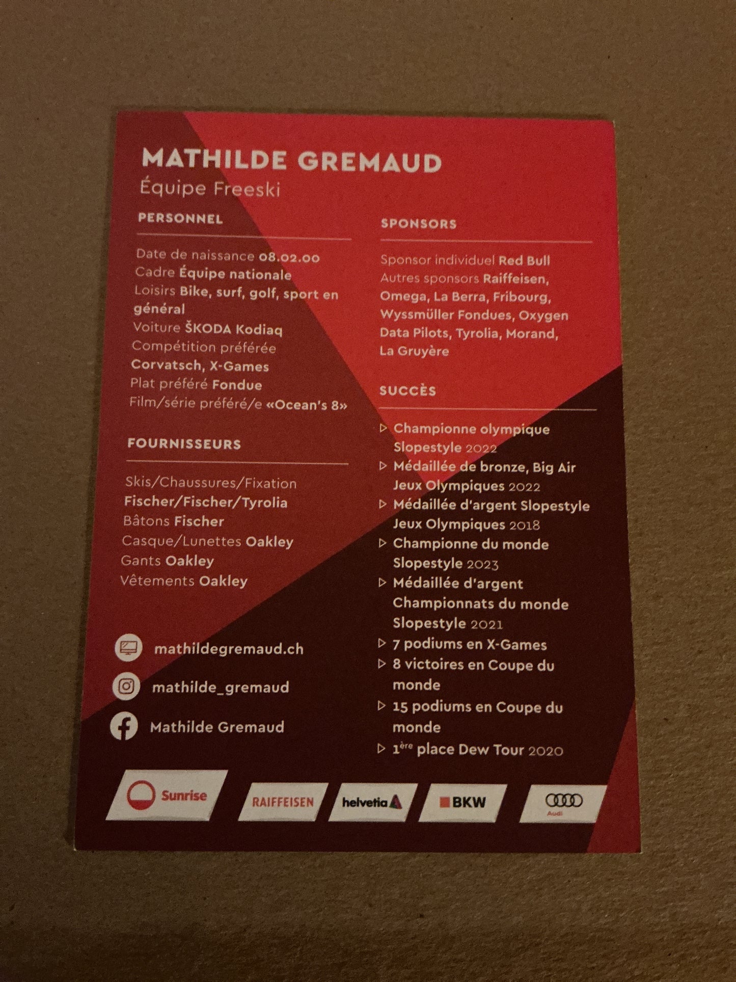 Mathilde Gremaud, Switzerland 🇨🇭 Freestyle 2023/24 hand signed