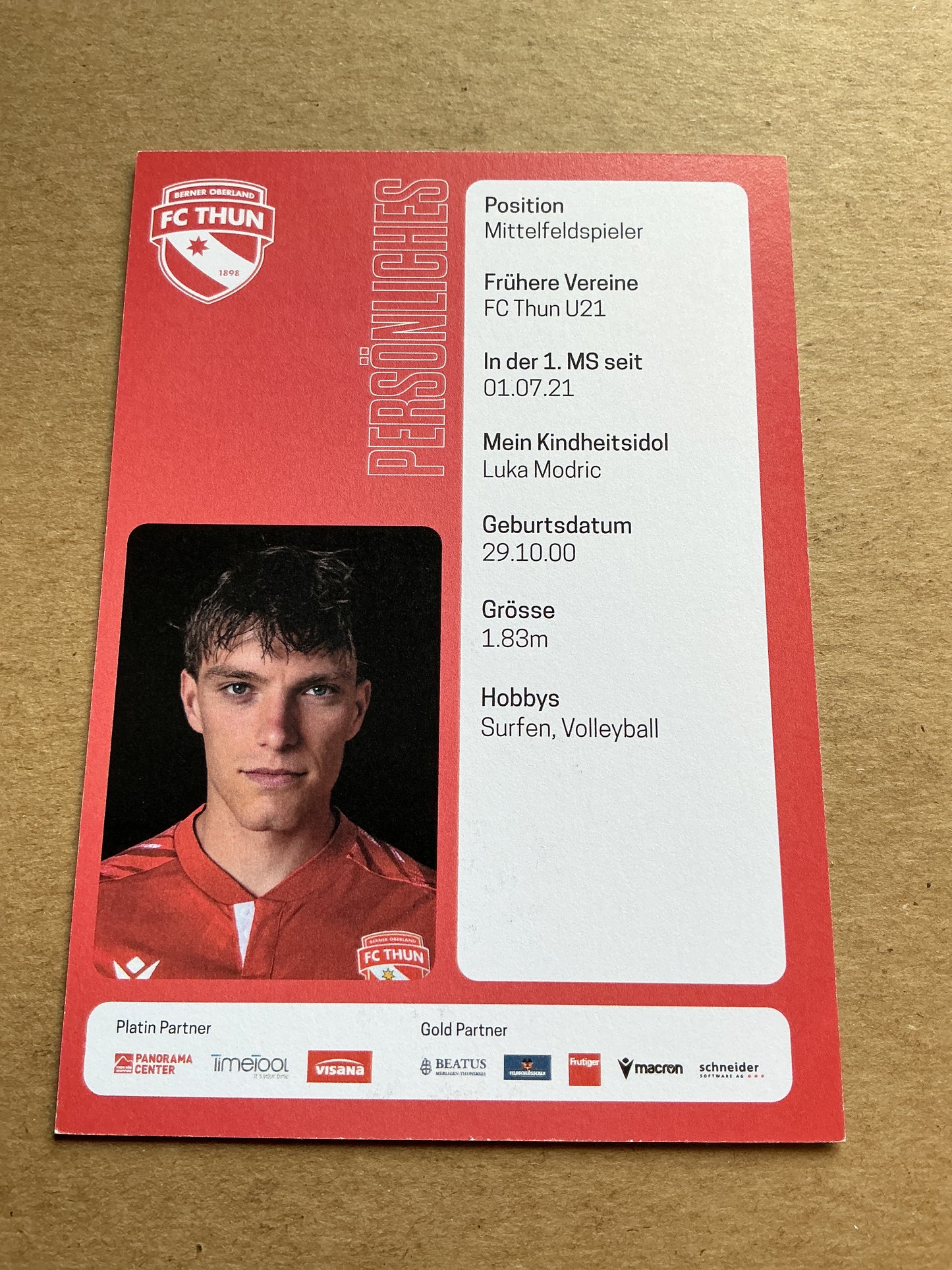 Justin Roth, Switzerland 🇨🇭 FC Thun 2024/25 hand signed